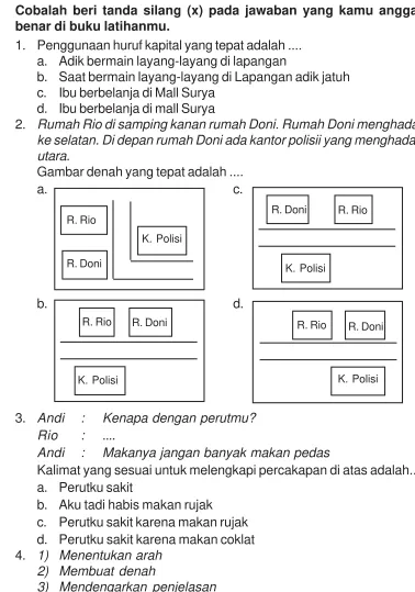 Gambar denah yang tepat adalah ....