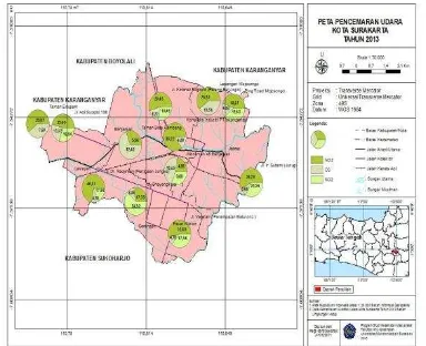 Gambar 1. Peta Pencemaran Udara Kota Surakarta Tahun 2013 