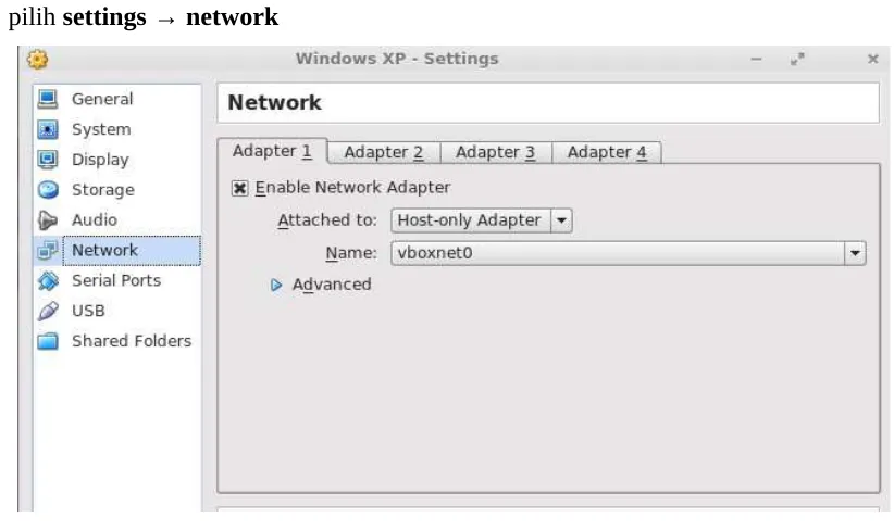Gambar 2. Klik ikon plus untuk menambahkan host-only network