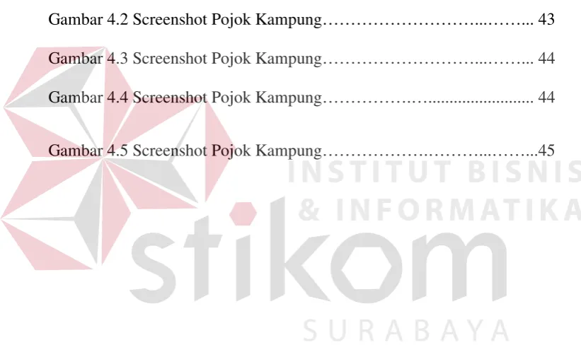 Gambar 4.2 Screenshot Pojok Kampung………………………...……... 43 