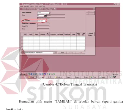 Gambar 4.7Kolom Tanggal Transaksi 