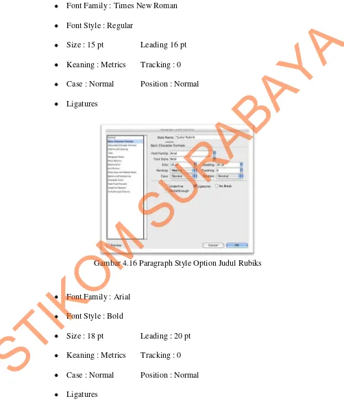 Gambar 4.15 Paragraph Style Option SUB judul 1-2 KOLOM 