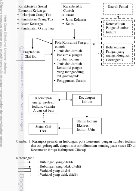 Gambar 1 Kerangka pemikiran hubungan pola konsumsi pangan sumber iodium 
