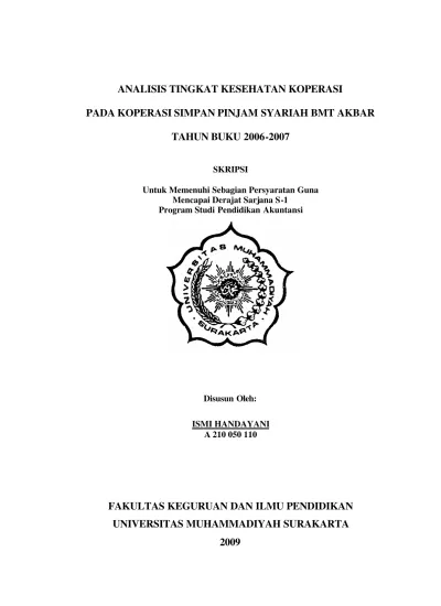 Analisis Tingkat Kesehatan Koperasi Pada Koperasi Simpan Pinjam Syariah