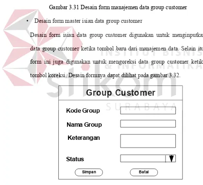 Gambar 3.31 Desain form manajemen data group customer