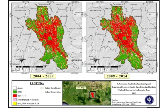 Gambar 6  Peta Perubahan RTH Kota Bogor