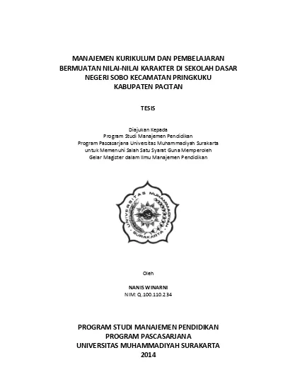 MANAJEMEN KURIKULUM DAN PEMBELAJARAN BERMUATAN NILAI-NILAI KARAKTER DI ...