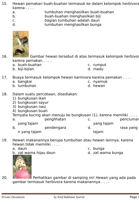 gambar termasuk herbivora karena makanannya . . . .