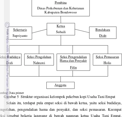 Gambar 5  Struktur organisasi kelompok pekebun kopi Usaha Tani Empat 