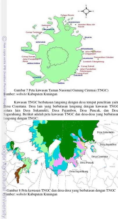 Gambar 7 Peta kawasan Taman Nasional Gunung Ciremai (TNGC) 