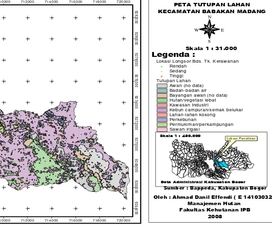 Gambar  3. Peta Tutupan Lahan Kecamatan Babakan Madang 