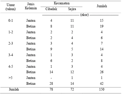 Tabel 2. Jumlah dan Sebaran Kerbau Menurut Asal Ternak, Umur dan Jenis                     Kelamin 