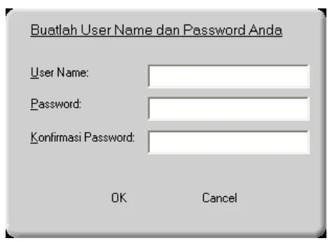 Gambar 4.1. Form untuk membuat user name dan password 