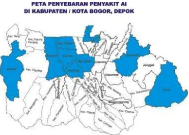 Gambar 6  Peta Penyebaran Penyakit Flu Burung di Kabupaten, Kota 