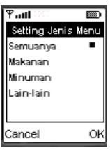 Gambar 4.7 Menu setting pencarian jenis menu 