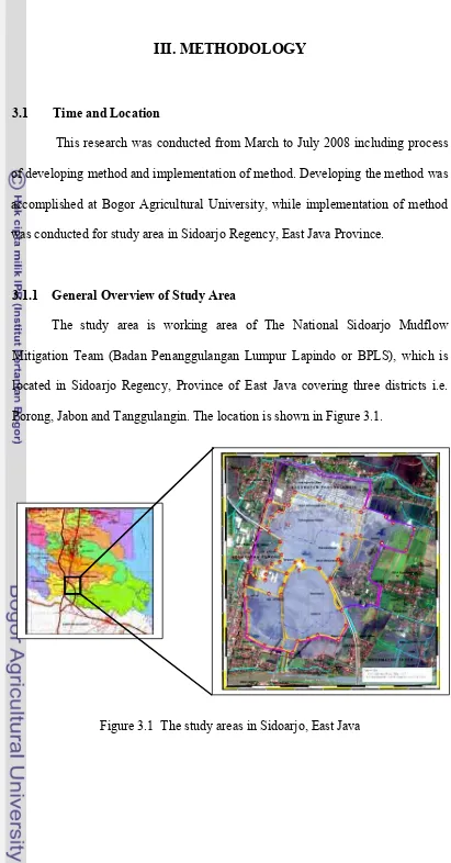 Figure 3.1  The study areas in Sidoarjo, East Java 