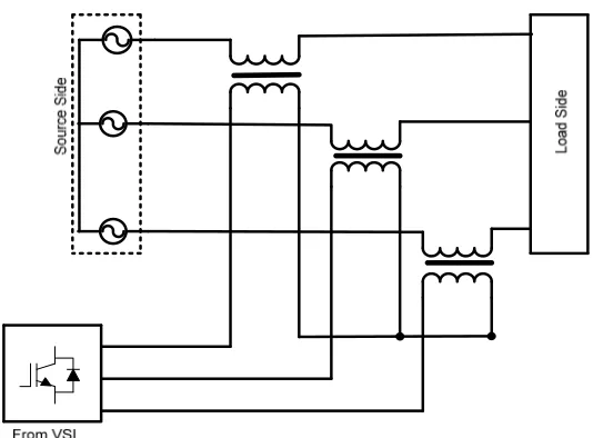 Fig. 3(b): The three single phase transformer connected in star/open.  