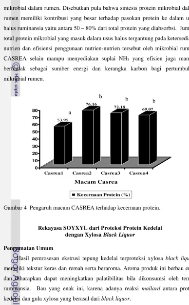Gambar 4  Pengaruh macam CASREA terhadap kecernaan protein.  
