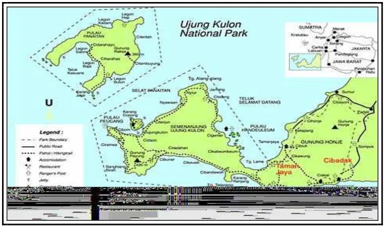 Gambar 8. Peta Kawasan Taman Nasional Ujung Kulon. 