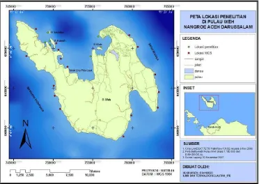 Gambar 3.  Peta lokasi penelitian di Pulau Weh 
