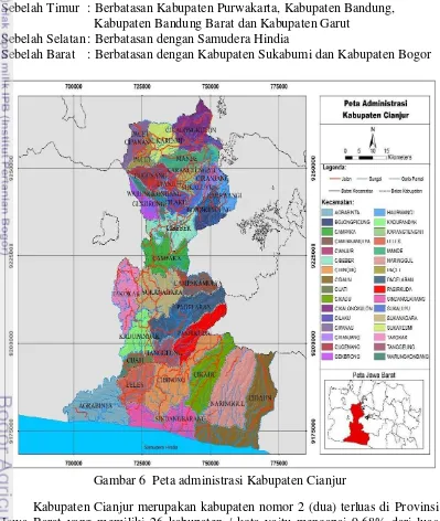 Gambar 6  Peta administrasi Kabupaten Cianjur 