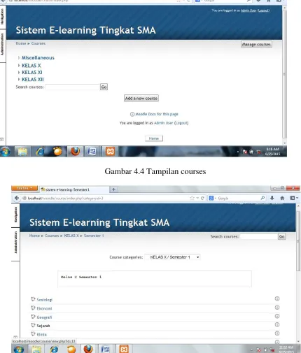 Gambar 4.4 Tampilan courses  