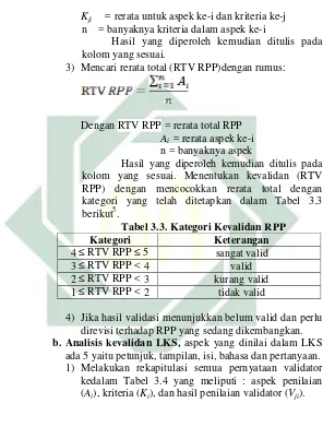 Tabel 3.3. Kategori Kevalidan RPP