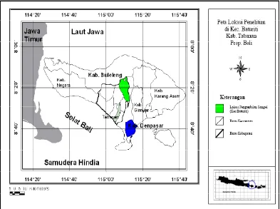 Gambar 6  Peta lokasi pengambilan sampel darah sapi Bali-Bali 