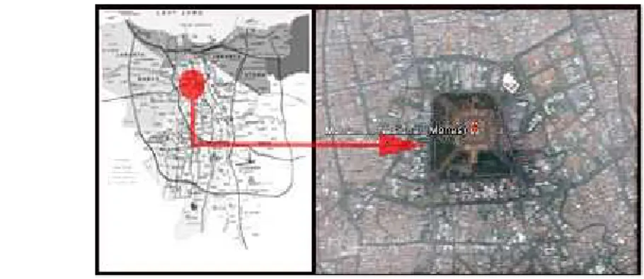 Gambar 2. Lokasi Taman Monas (Sumber: www. maps.google.com) Waktu  pelaksanaan  penelitian  selama  sepuluh bulan