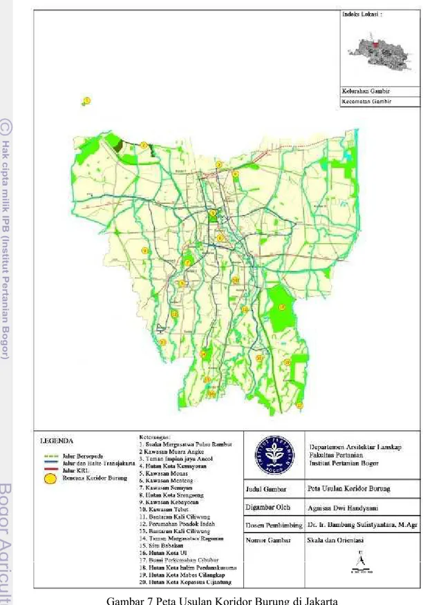 Gambar 7 Peta Usulan Koridor Burung di Jakarta