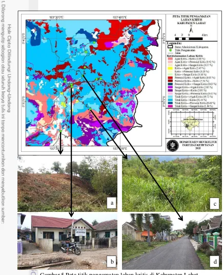 Gambar 5 Peta titik pengamatan lahan kritis di Kabupaten Lahat 