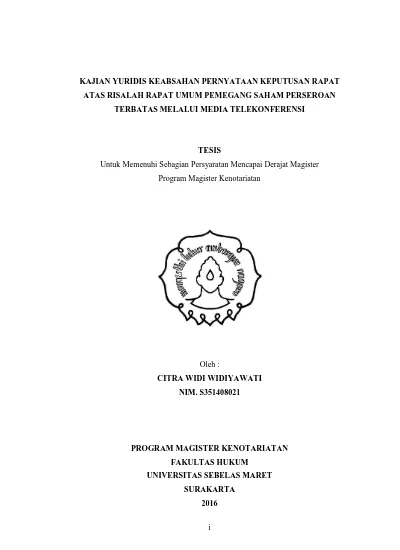 KAJIAN YURIDIS KEABSAHAN PERNYATAAN KEPUTUSAN RAPAT ATAS RISALAH RAPAT ...