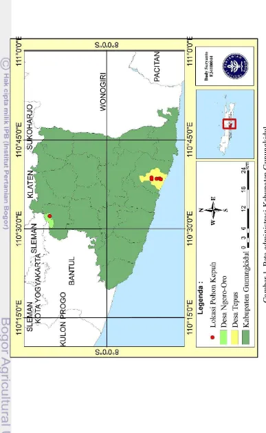 Gambar 1  Peta administrasi Kabupaten Gunungkidul 