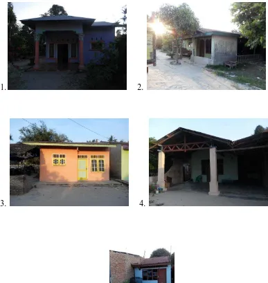 Gambar 3. Rumah Informan: 1. Agung Sucipto, 2. Edy Setiawan, 3. Rizky Febriawan, 4. Wisnu Aditya, 5