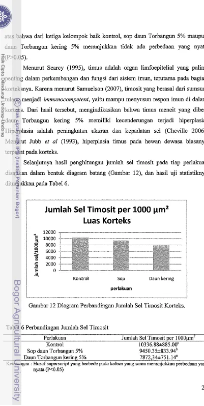 Gambar 12 Diagram Perbandingan Jumlah Sel Timosit Korteks. 