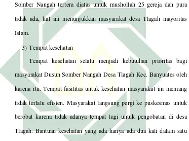 Tabel diatas menunjukan tempat peribdatan yang ada di desa 