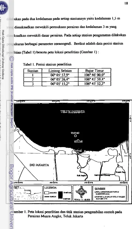 Gambar 1. Peta lokasi pewlitian dan titik stasiun pengambih contoh pada 