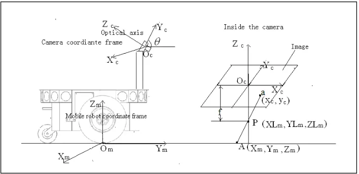Figure 2.3: Coordinate frames for the mobile robot and the camera 