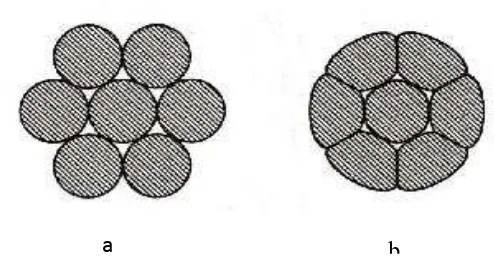 Gambar 2.3 Penampang strand. (a) Penampang strand standar. b (b) Penampang strand yang dipadatkan