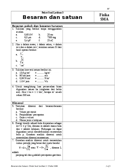 Soal Besaran Dan Satuan Kelas My Xxx Hot Girl