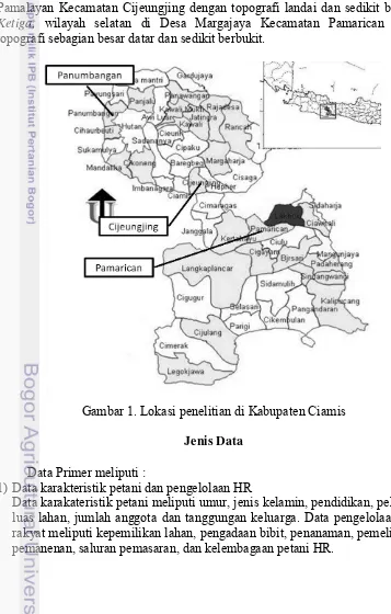 Gambar 1. Lokasi penelitian di Kabupaten Ciamis 