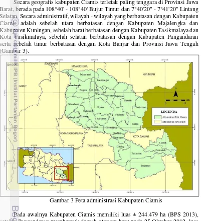 Gambar 3 Peta administrasi Kabupaten Ciamis 