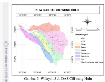 Gambar 3  Wilayah Sub DAS Ciliwung Hulu 