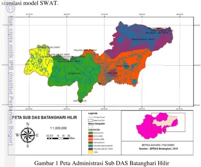 Gambar 1 Peta Administrasi Sub DAS Batanghari Hilir 