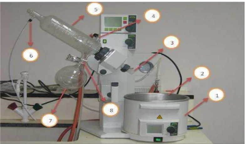 Gambar 4. Rotary vacuum evaporator.  a.   Nama dan fungsinya alat pada rotary vacuum evaporator 