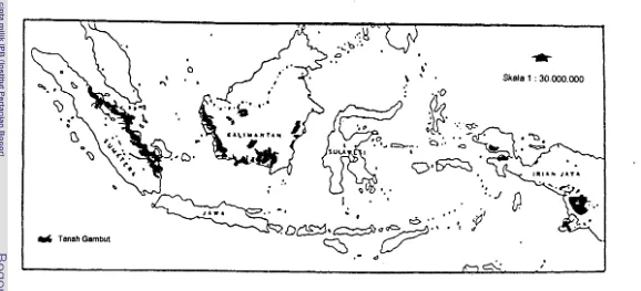 Gambar 2. Penyebaran Tanah Gambut di Indonesia (Polak, 1952 Mahn Driessen dan Soepraptohardjo, 1974) 