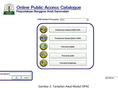 Gambar 2. Tampilan Awal Modul OPAC 