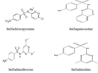 Gambar 4  Struktur kimia obat anticoccidia golongan sulfonamid (Williams, 2003) 