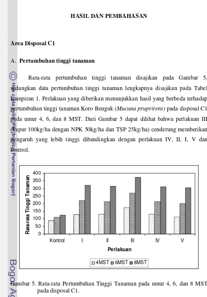 Gambar 5. Rata-rata Pertumbuhan Tinggi Tanaman pada umur 4, 6, dan 8 MST 