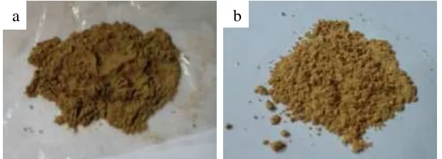 Gambar 4.2. a) Abu layang batubara, b) Zeolit hasil sintesis 